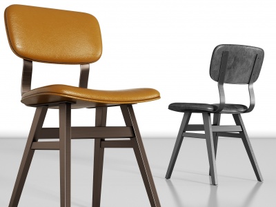 现代金属皮革单椅组合模型3d模型