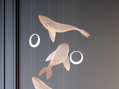 3d现代海豚装饰吊灯模型