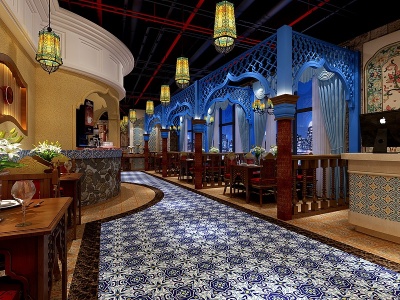 3d新古典藏式风格的餐厅模型