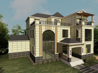 3d现代风格别墅模型