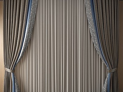 3d简欧窗帘挂帘双层帘模型
