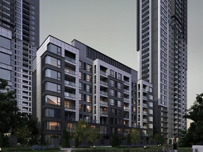 新中式徽派多层高层住宅模型3d模型