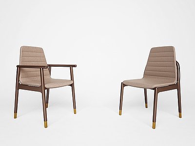 3d新中式现代单椅餐椅休闲椅模型