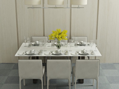 北欧餐桌椅餐具模型3d模型