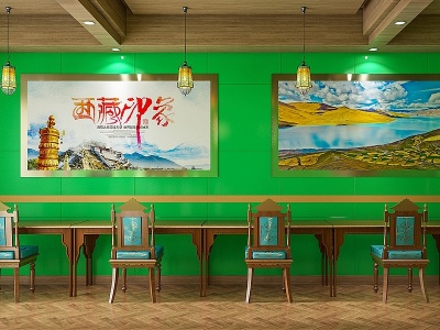 3d现代藏式奶茶店模型