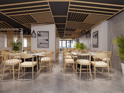 3d新中式风格餐厅模型