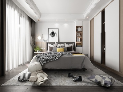 北欧主卧室床具衣柜模型3d模型
