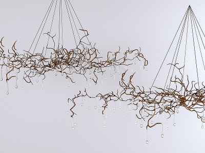 3d异形树枝金属吊灯模型