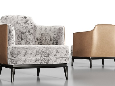 3d现代金属绒布沙发组合模型