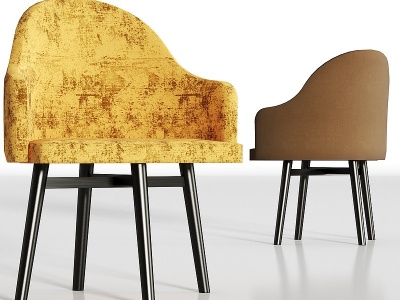 3d现代休闲金属绒布单椅组合模型