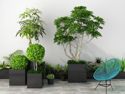 现代户外绿植盆栽模型3d模型