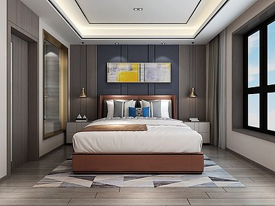 现代主卧室现代床模型3d模型