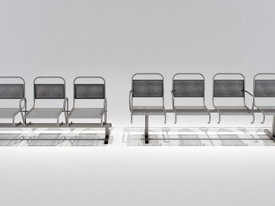 3d现代公共椅长条椅排椅模型