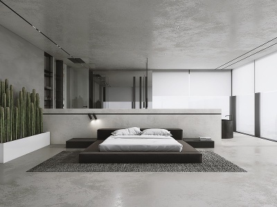 3d现代极简家居卧室模型
