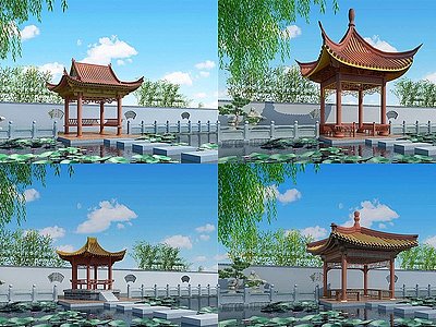 中式古建水榭模型3d模型