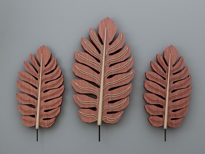 3d现代树叶叶子墙饰挂件组合模型