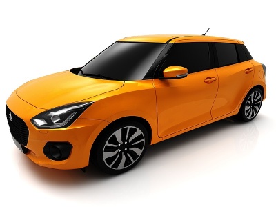 现代风格黄色小轿车模型3d模型