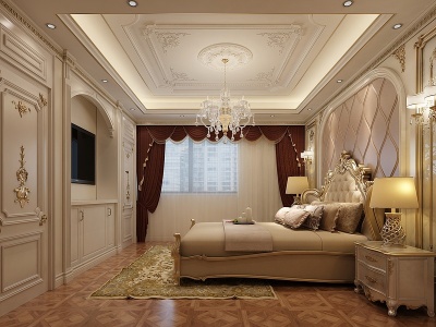 3d欧式古典卧室模型