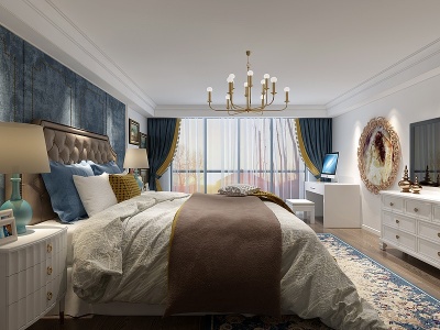 欧式卧室双人床电视柜模型3d模型