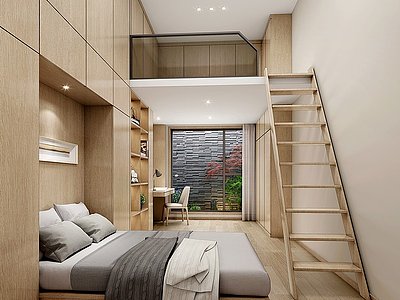 3d新中式单身公寓模型