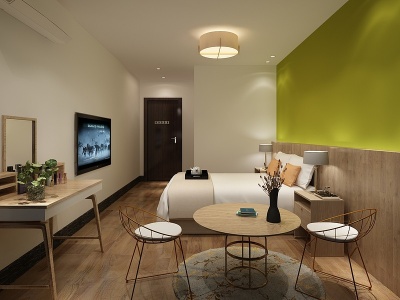 3d现代简约酒店卧室模型