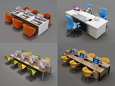 3d现代<font class='myIsRed'>办公桌</font>椅组合模型