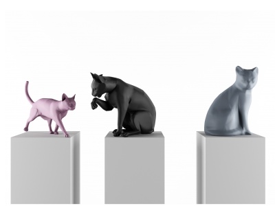 3d现代猫咪雕塑模型