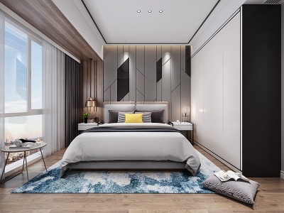 3d现代风格卧室主卧室模型