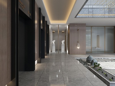 3d现代电梯厅吊灯壁灯工艺品模型