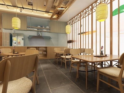 3d日式快餐厅模型