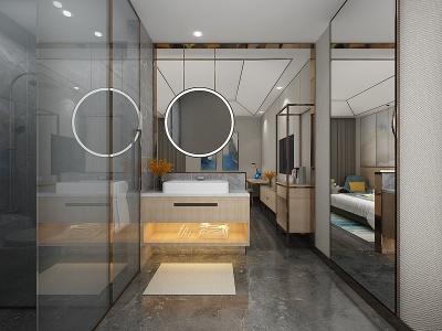 3d现代酒店客房洗手盆模型