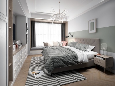 3d现代卧室北欧卧室模型