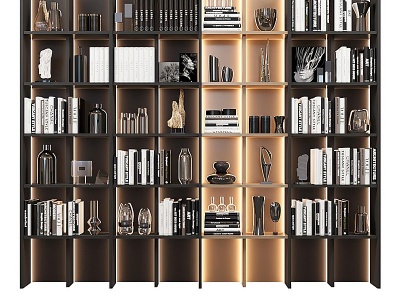 现代书柜装饰边柜模型3d模型