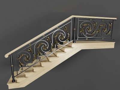 栏杆护栏楼梯扶手模型3d模型