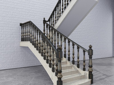 3d简欧欧式楼梯栏杆扶手模型