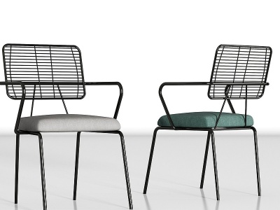 现代金属布艺单椅组合模型3d模型