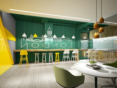 北欧现代咖啡厅奶茶店模型3d模型