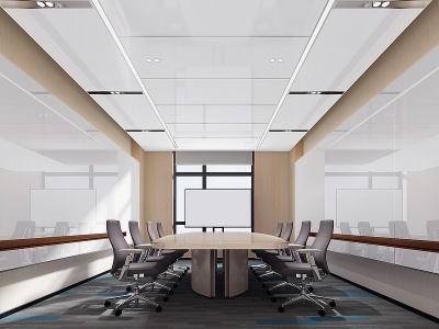 现代小会议室会议桌椅模型3d模型