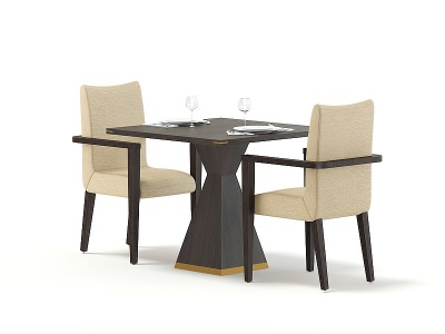 3d新古典餐桌椅组合模型