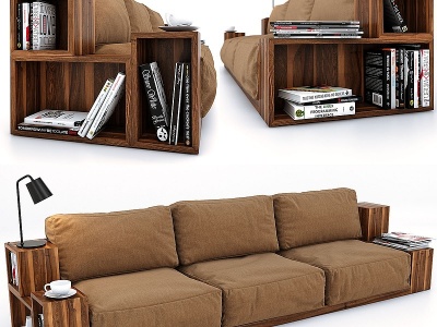 3d现代书架沙发模型