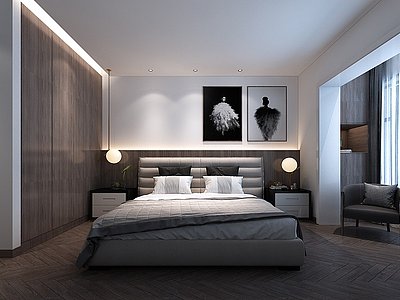 现代卧室客卧挂画模型3d模型