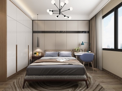 现代卧室简约模型3d模型