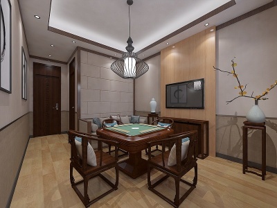 3d中式棋牌室茶楼包房棋牌室模型