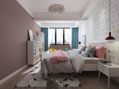北欧女孩房儿童房床具模型3d模型