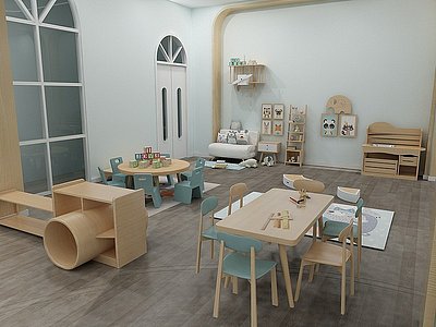 3d早教幼儿园课室儿童家具模型