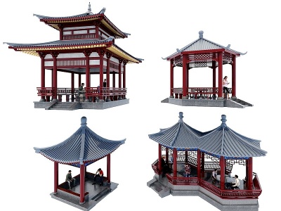 3d中式古建凉亭模型