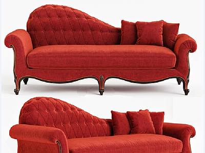 欧式红沙发模型