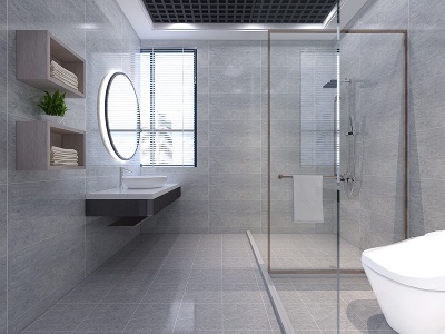 现代极简卫生间淋浴房模型3d模型
