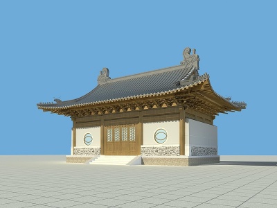 3d中式古建土地庙模型