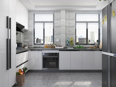 现代风格厨房橱柜厨房电器模型3d模型